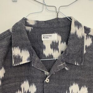 Universal Works Men's Charcoal and Ivory Casual Shirt